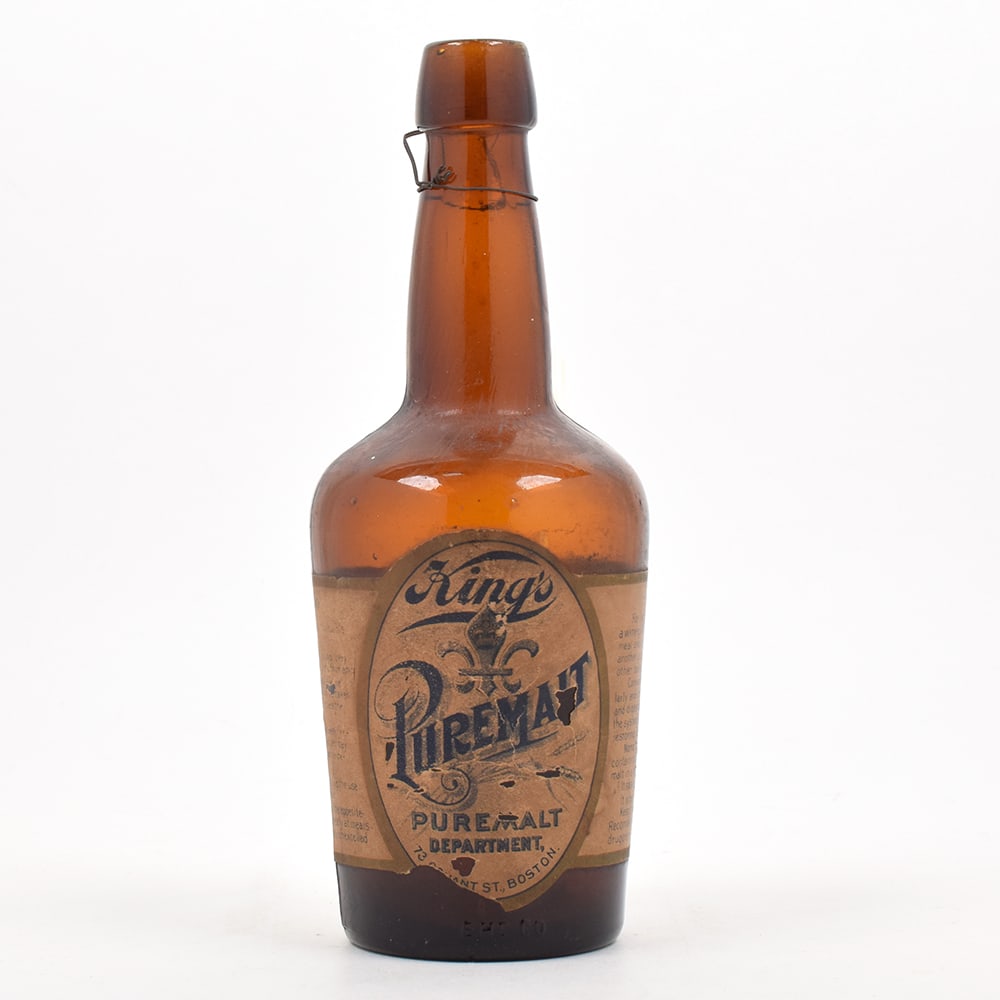 Kings Puremalt Malt Extract Pre-Prohibition Bottle: Brewer/Business Name: Massachusetts Breweries Co., Boston, Massachusetts Manufacturer/Plant: Unknown Date of manufacture: