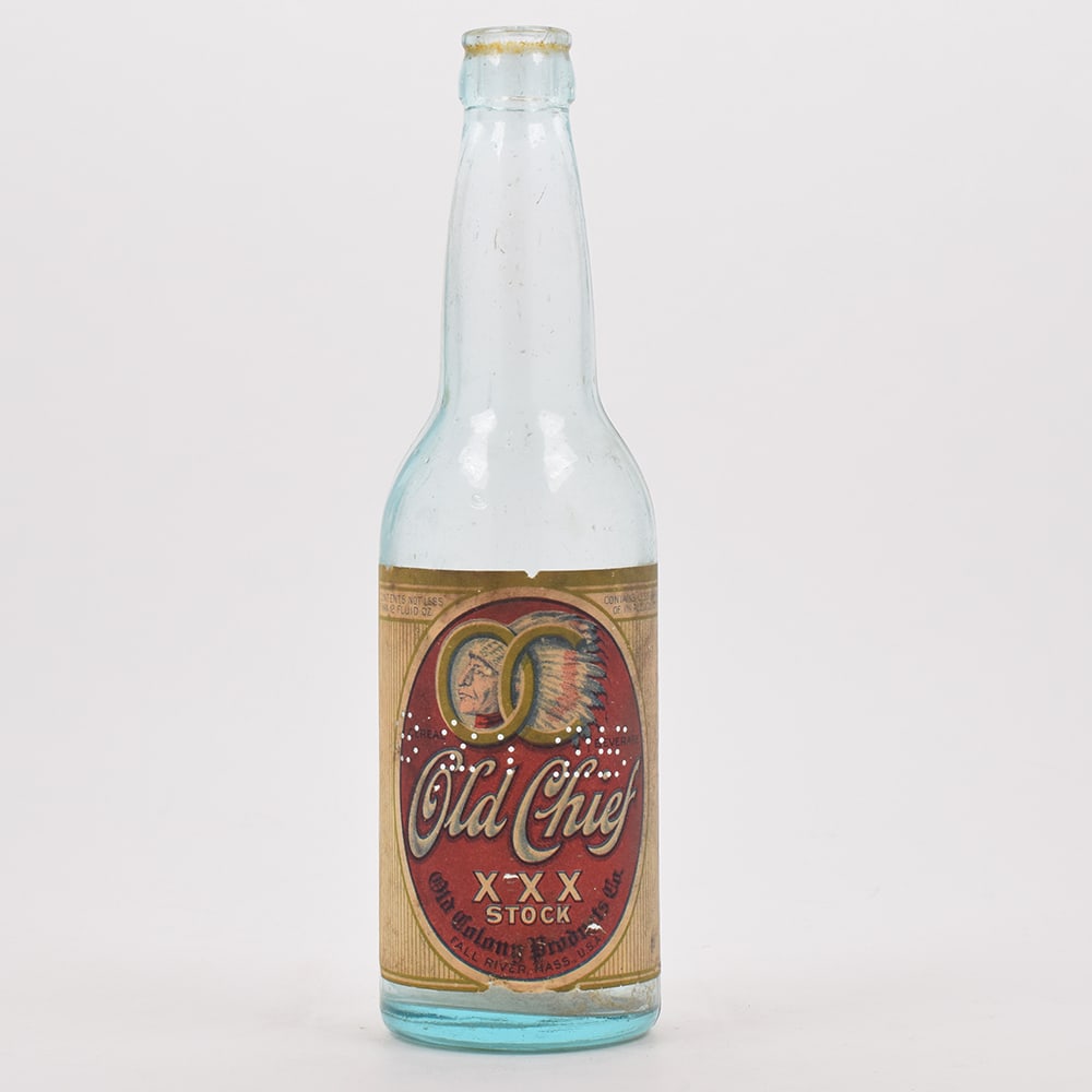 Old Chief XXX Stock Cereal Beverage Prohibition Era Bottle FALL RIVER MA: Brewer/Business Name: Old Colony Products Co., Fall River, Massachusetts Manufacturer/Plant: Unknown Date of manufacture: