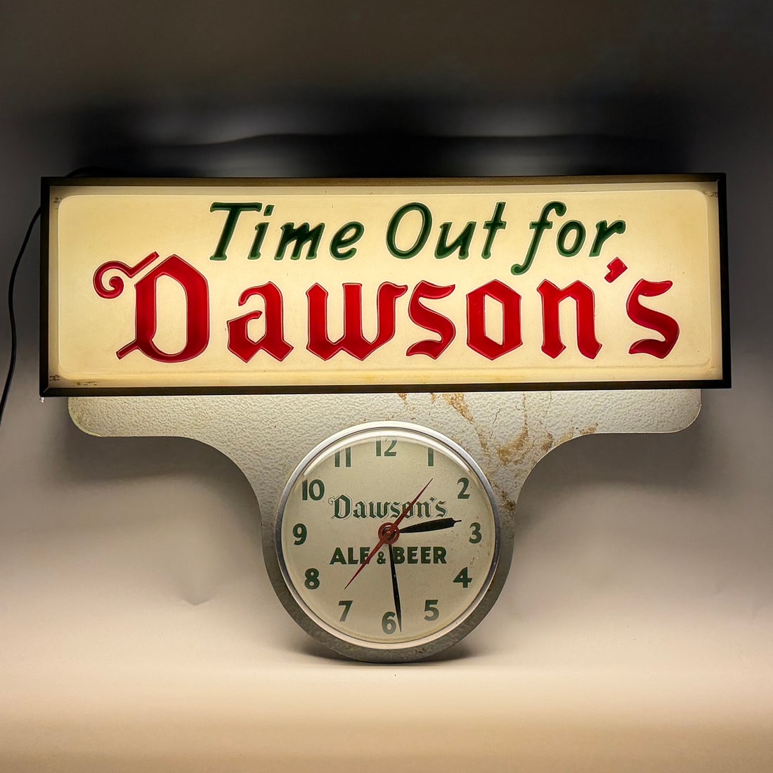 Dawsons Time Out For Ale Beer Illuminated Advertising Clock OUTSTANDING (1 of 7)