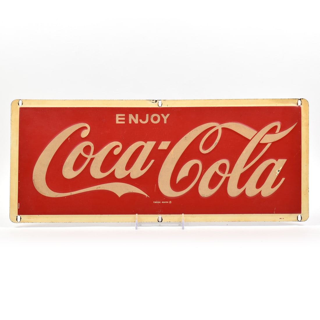 Coca-Cola 1940s Embossed Tin Sign EXCELLENT: Brewer/Business Name: Coca-Cola Company, Atlanta, Georgia Manufacturer/Plant: Unknown Date of manufacture: circa 1940s Contents/Type: N/A Dimensions: 24 w x 10 h. Comments/description: