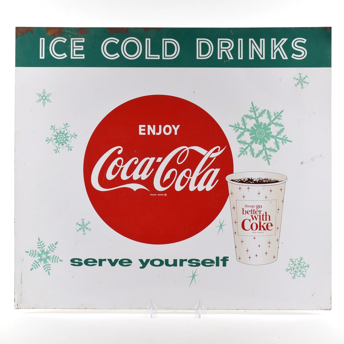 Coca-Cola 1960s Metal Sign THINGS GO BETTER (1 of 2)