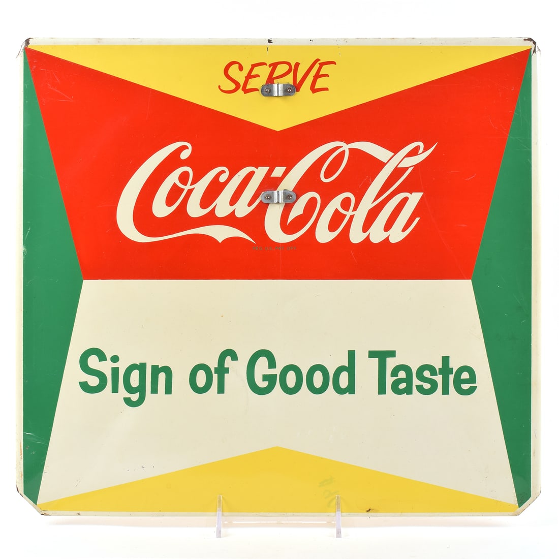 Coca-Cola 2-Sided 1950s Tin Sign SIGN OF GOOD TASTE EXCELLENT (1 of 2)