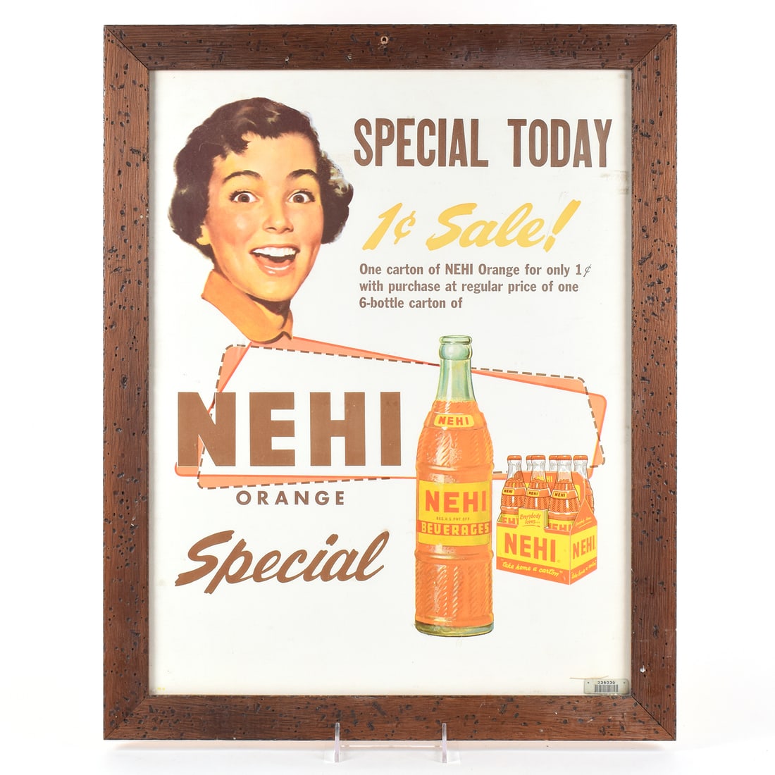 NEHI Orange Soda 1940-50s Cardboard Sign (1 of 2)