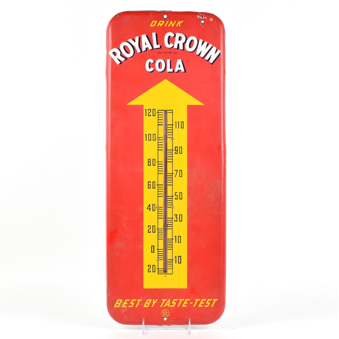 Royal Crown Cola Soda 1950s Metal Thermometer Sign BEST BY TASTE TEST (1 of 2)