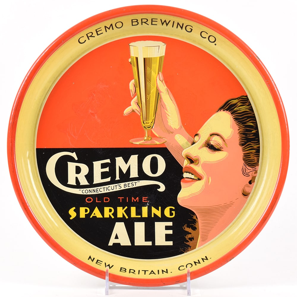Cremo Sparkling Ale 1930s Tray LADY (1 of 2)