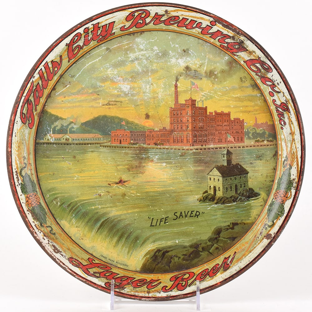 Falls City Pre-Prohibition Factory Scene Tray LIFE SAVER (1 of 2)