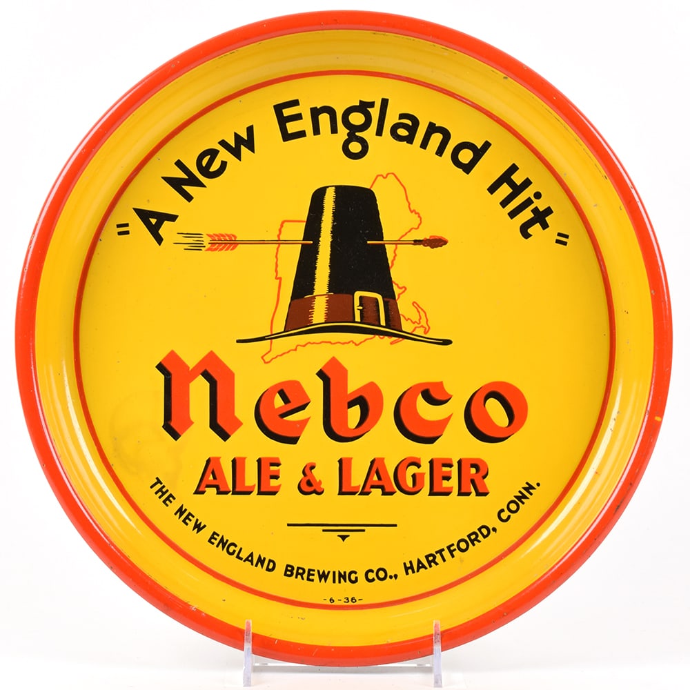 Nebco Ale and Lager 1930s Serving Tray PILGRIM HAT (1 of 2)