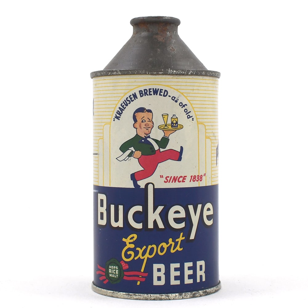Buckeye Export Beer Cone Top 155-5 SCARCE: Brewer/Business Name: Buckeye Brewing Co., Toledo, Ohio Manufacturer/Plant: Continental Can Co. Date of manufacture:
