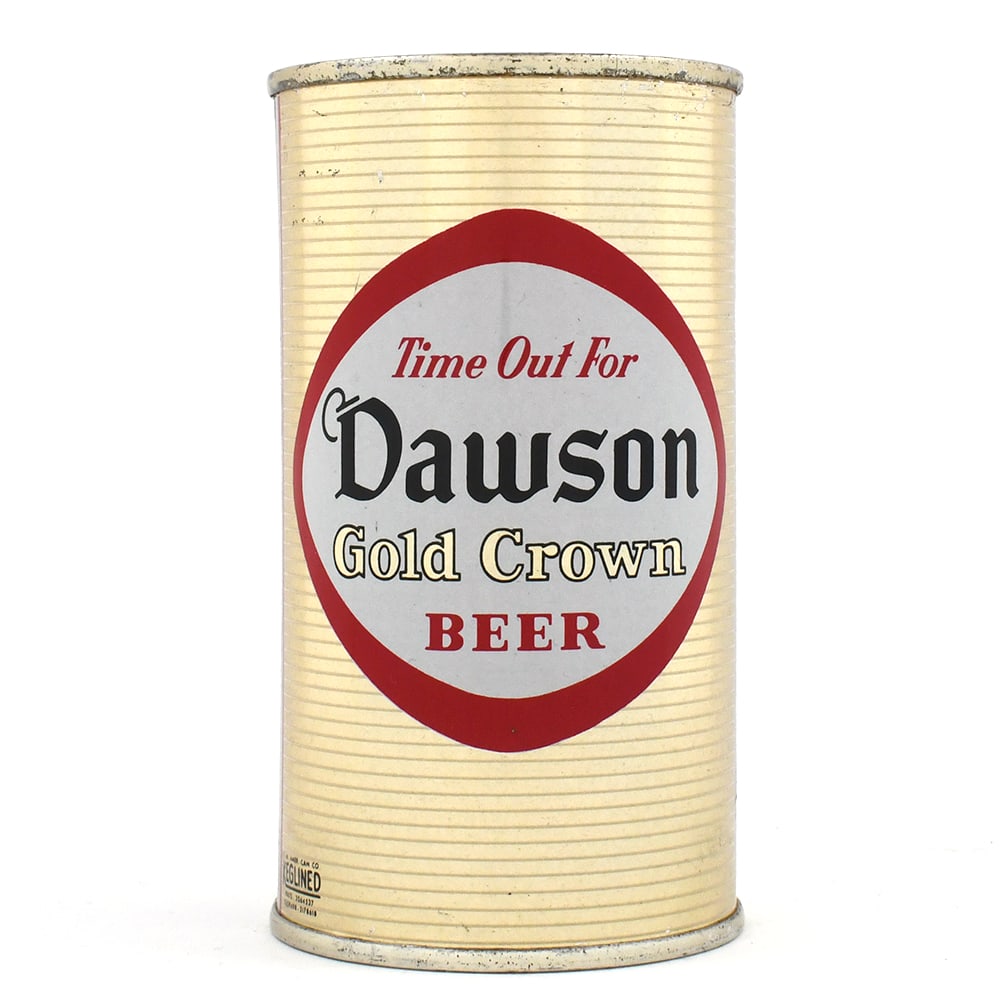 Dawson Gold Crown Beer Flat Top 53-22 -EXCEPTIONAL-: Brewer/Business Name: Dawsons Brewery Inc., New Bedford, Massachusetts Manufacturer/Plant: American Can Co. Date of manufacture:
