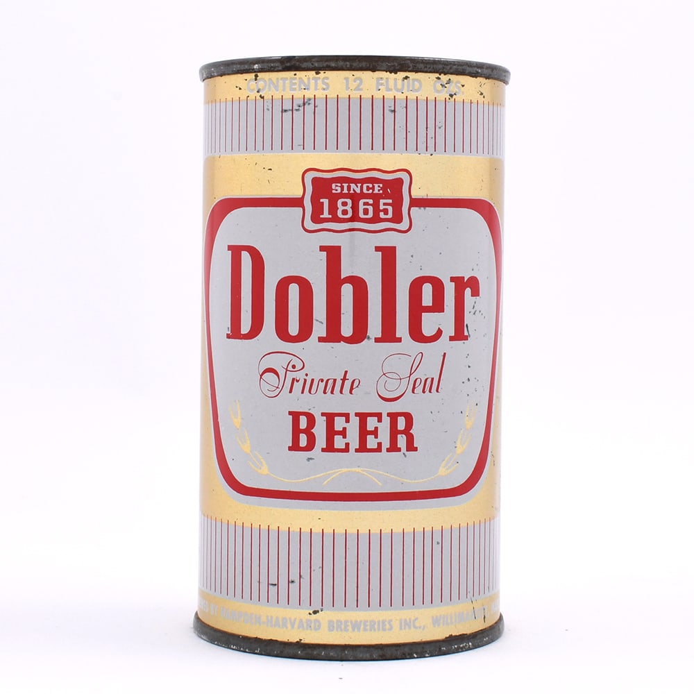 Dobler Private Seal Beer Flat Top ENAMEL NO MA PERMIT: Reference: USBC L54-6 Business Name: Hampden-Harvard Breweries, Willimansett, Massachusetts