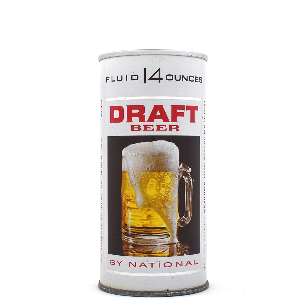 Draft Beer By National 14 Ounce Pull Tab ACTUAL 148-25 RARE: Brewer/Business Name: National Brewing Co., Miami, Florida Manufacturer/Plant: Continental Can Co. Date of manufacture: