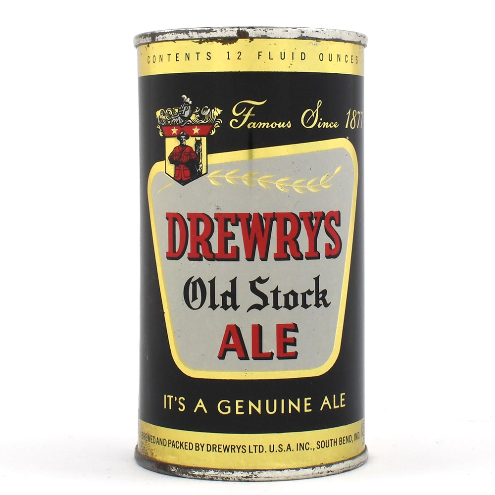 Drewrys Old Stock Ale Flat Top IOWA LIQUOR CERT LID 55-29: Brewer/Business Name: Drewrys Ltd. USA, South Bend, Indiana Manufacturer/Plant: American Can Co. Date of manufacture: circa 1950s Canning Code: n/a USBC reference: 55-29 USBCOI reference: 