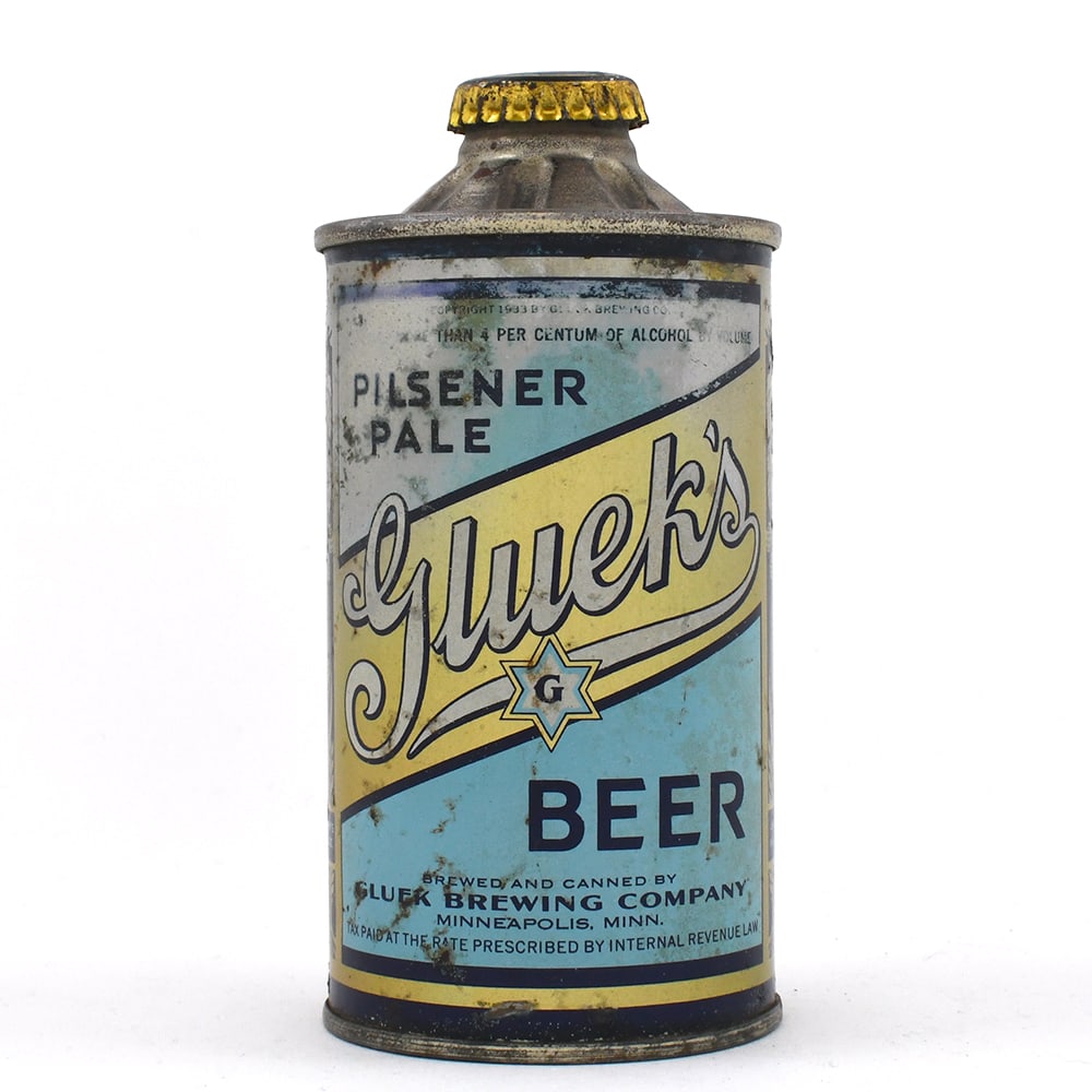 Glueks Pilsener Pale Beer Flat Bottom Cone Top CMT 4 PERCENT 165-4 (1 of 6)