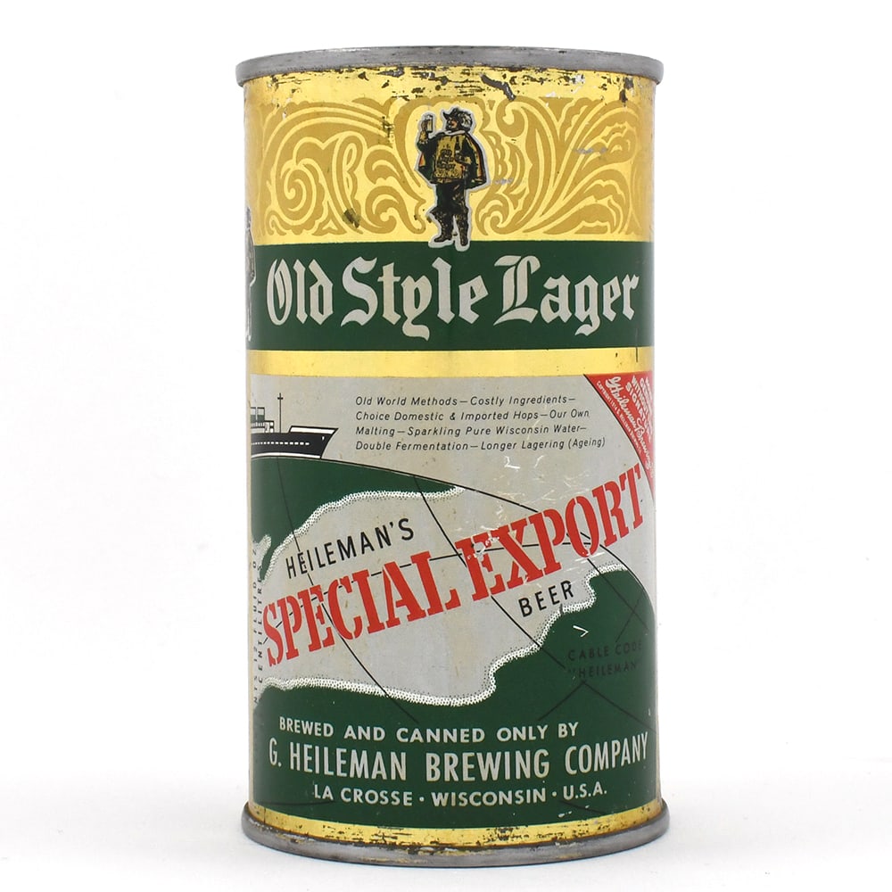 Heilemans Old Style Lager Special Export Beer Flat Top 81-23: Brewer/Business Name: G. Heileman Brewing Co., La Crosse, Wisconsin Manufacturer/Plant: Continental Can Co. Date of manufacture: