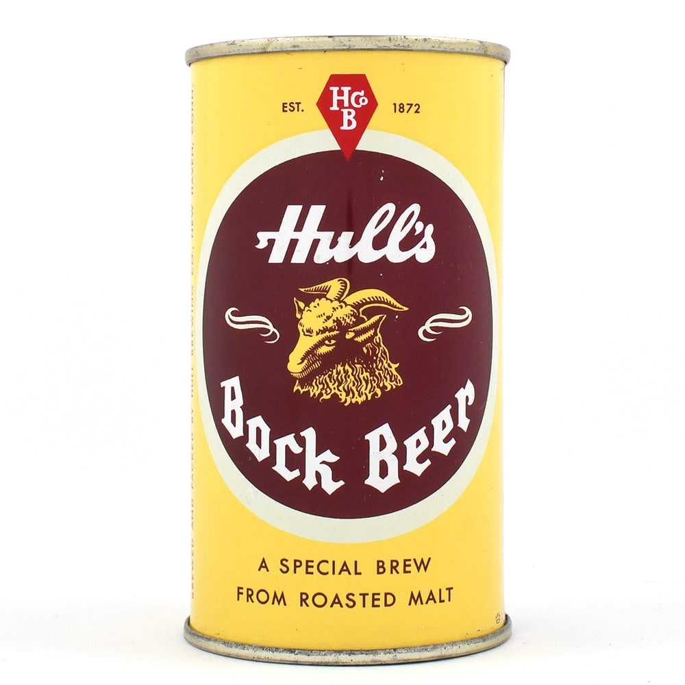 Hulls Bock Beer Flat Top UNLISTED -WHITE TRIM RARE-: Brewer/Business Name: Hull Brewing Co., New Haven, Connecticut Manufacturer/Plant: Crown Date of manufacture: