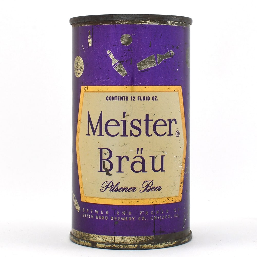 Meister Brau Pilsener Beer Flat Top BOWLING 95-27: Brewer/Business Name: Peter Hand Brewery Co., Chicago, Illinois Manufacturer/Plant: American Can Co. Date of manufacture: