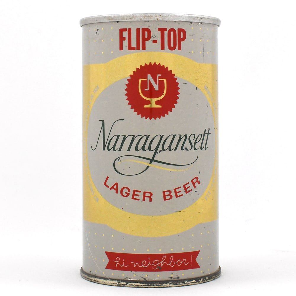 Narragansett Lager Beer FLIP TOP ZIP L95-38 METALLIC: Brewer/Business Name: Narragansett Brewing Co., Cranston, Rhode Island Manufacturer/Plant: American Can Co. Date of manufacture: