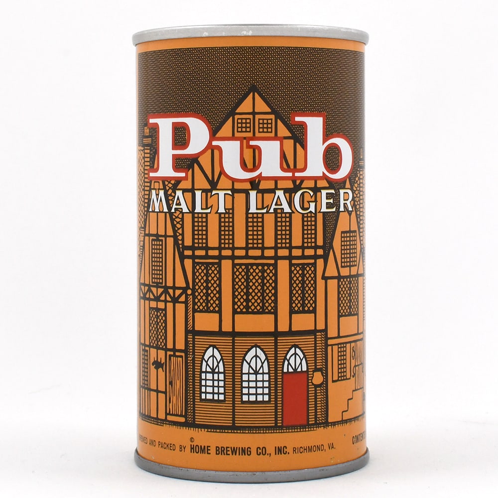 Pub Malt Lager Pull Tab 111-13: Brewer/Business Name: Home Brewing Co., Richmond, Virginia Manufacturer/Plant: Continental Can Co. Date of manufacture: circa 1960s Canning Code: n/a USBC reference: 111-13 USBCOI reference: