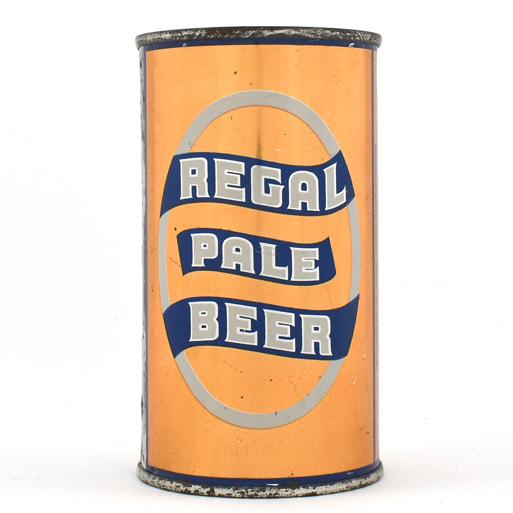 Regal Pale Beer Flat Top VANITY TOP WITHDRAWN FREE 120-32: Brewer/Business Name: Regal Amber Brewing Co., San Francisco, California Manufacturer/Plant: American Can Co. Date of manufacture: