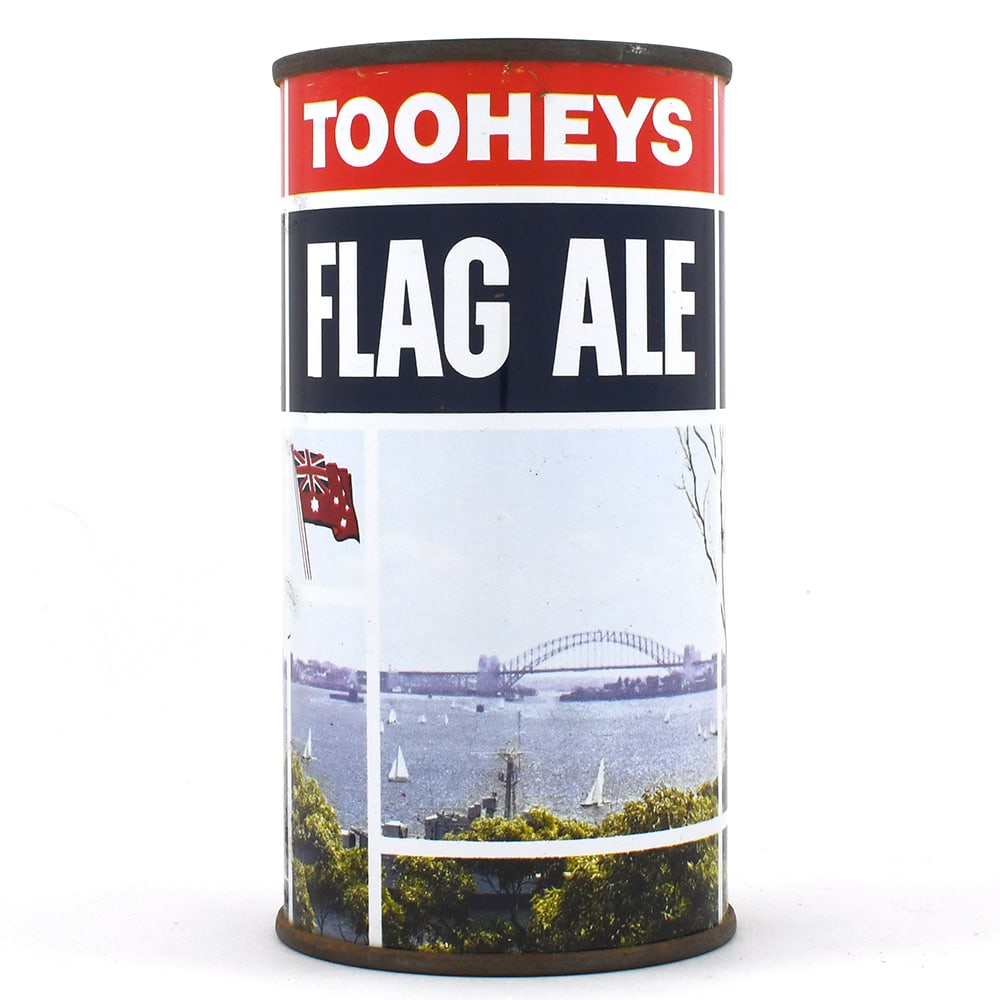 Tooheys Flag Ale Australian 13 Ounce Flat Top: Brewer/Business Name: Tooheys Ltd. (Miller Division), Sydney, Australia, Non-US (See comments/description) Manufacturer/Plant: Unknown Date of manufacture: circa 1960s Canning Code: n/a USBC