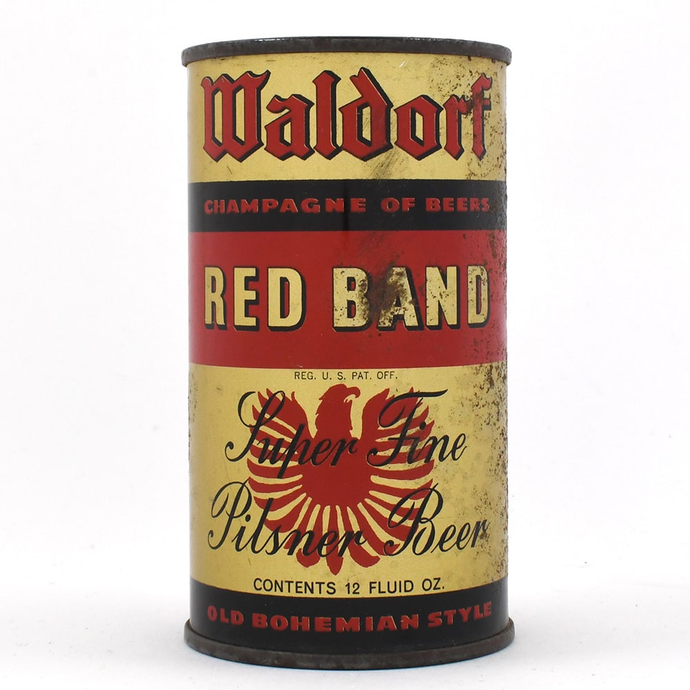 Waldorf Red Band Beer Instructional Flat Top OH TAX LID 144-4 OI 859: Brewer/Business Name: Forest City Brewery Inc., Cleveland, Ohio Manufacturer/Plant: American Can Co. Date of manufacture: circa 1930s Canning Code: n/a USBC reference: 144-4 USBCOI