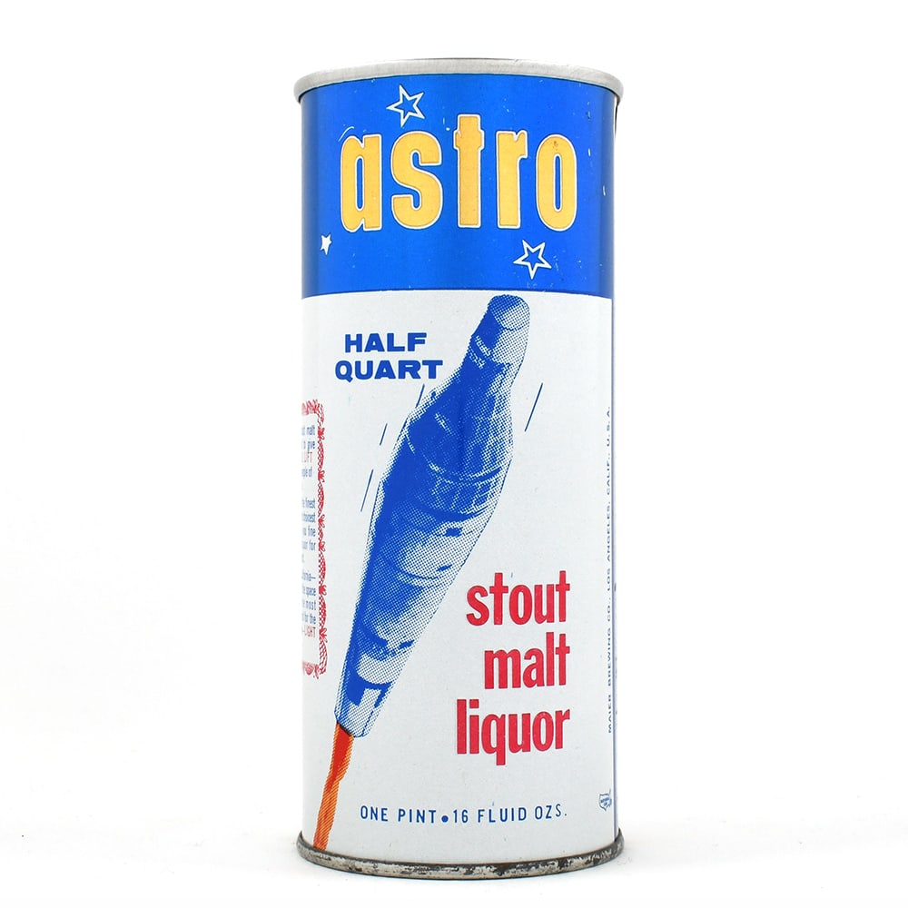 Astro Stout Malt Liquor 16 Ounce Zip Top 138-17 MINTY: Brewer/Business Name: Maier Brewing Co., Los Angeles, California Manufacturer/Plant: National Can Co. Date of manufacture: circa 1960s Canning Code: n/a USBC reference: 138-17 USBCOI reference: 