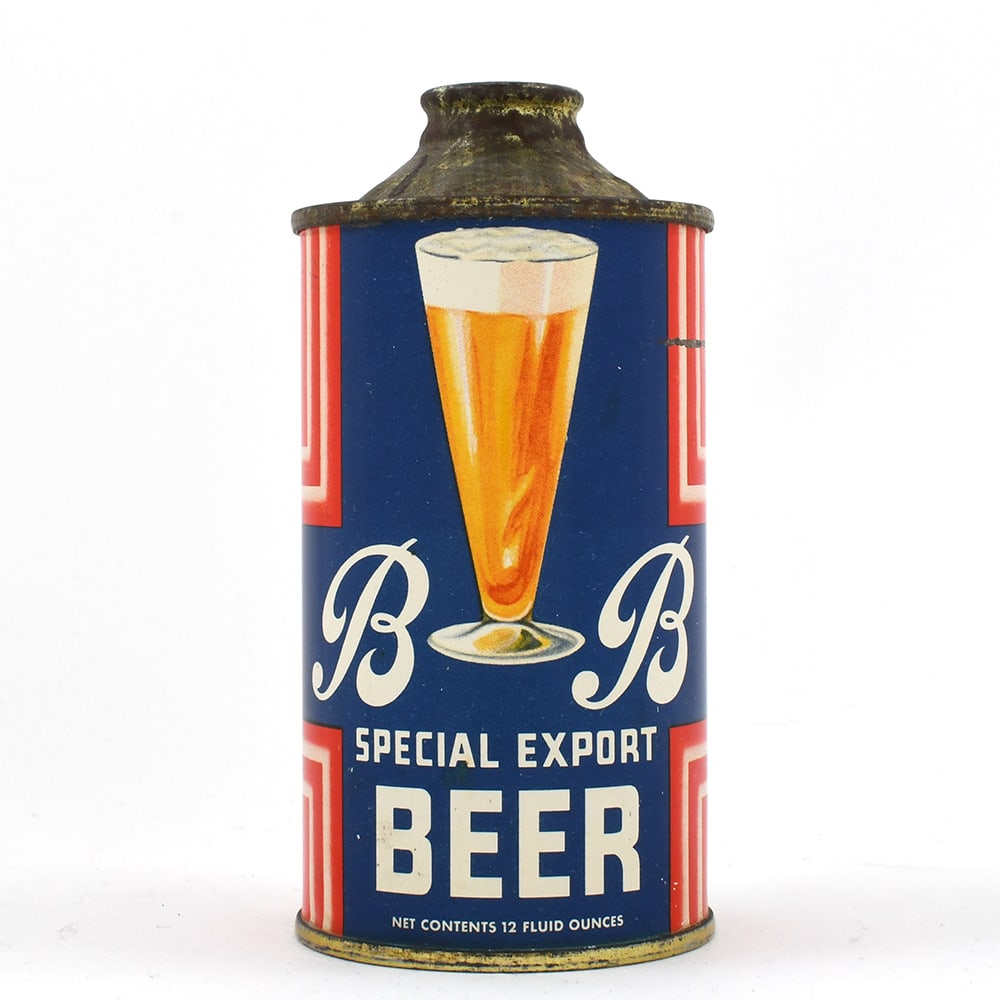 BB Special Export Beer Cone Top UNLISTED SHARP: Brewer/Business Name: Rainier Brewing Co., San Francisco, California Manufacturer/Plant: Continental Can Co.Date of manufacture:
