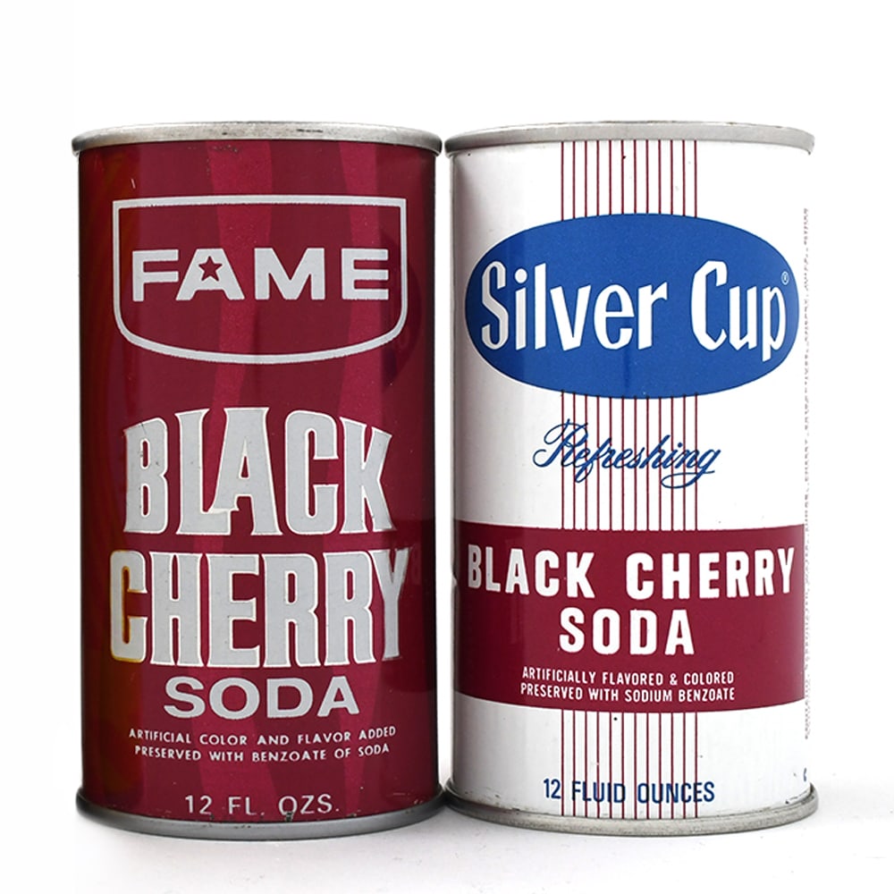 Black Cherry Soda Pull Tabs Lot of 2 FAME SILVER CITY: Brewer/Business Name: Multiple companies and locations, Multiple Manufacturer/Plant: American Can Co. Date of manufacture: circa 1970s Canning Code: n/a USBC reference: USBCOI reference: 