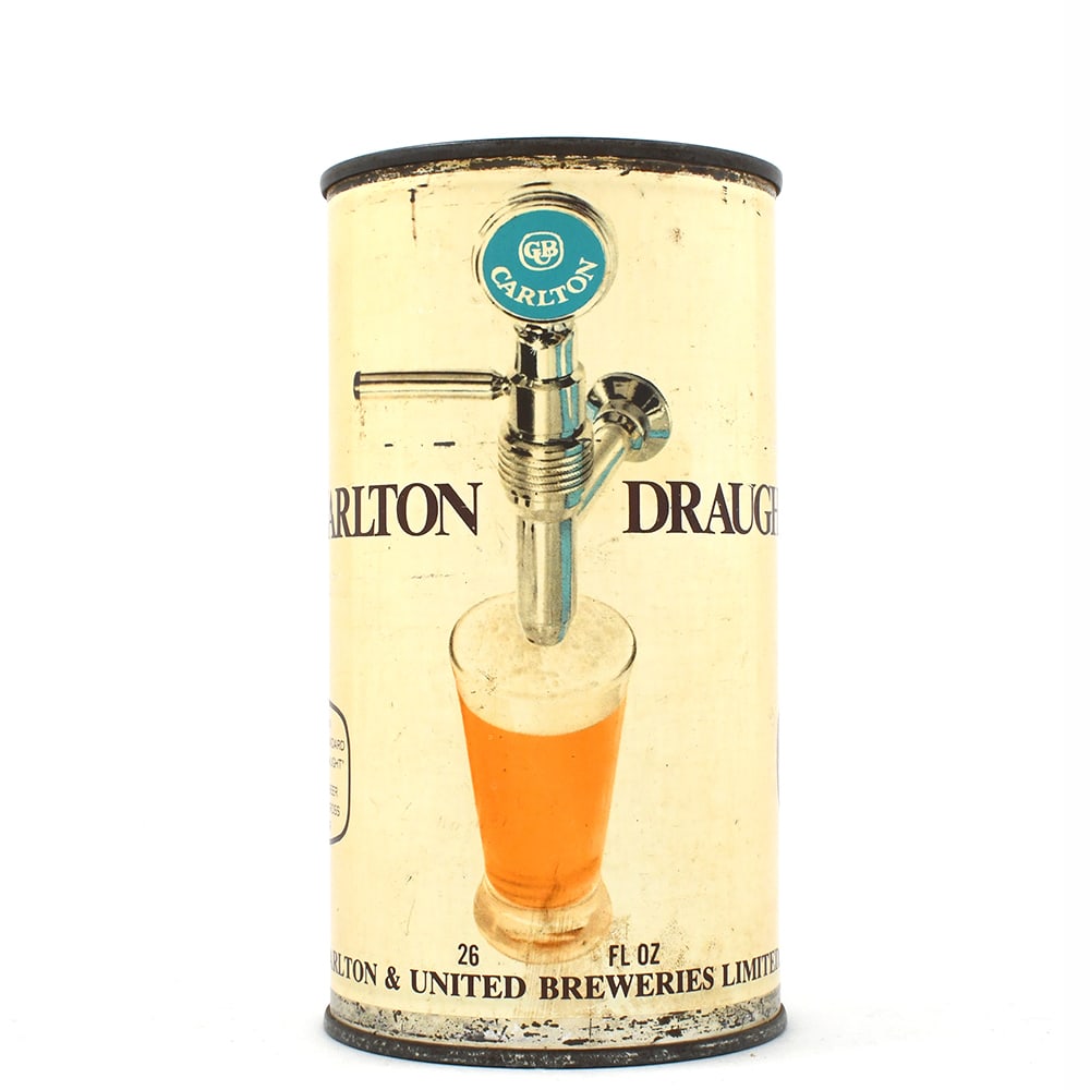 Carlton Draught 26 Ounce Australian Flat Top: Brewer/Business Name: Carlton & United Breweries Ltd., Melbourne, Australia, Non-U.S. (see comments/description) Manufacturer/Plant: Unknown Date of manufacture: circa 1960s Canning Code: n/a USBC