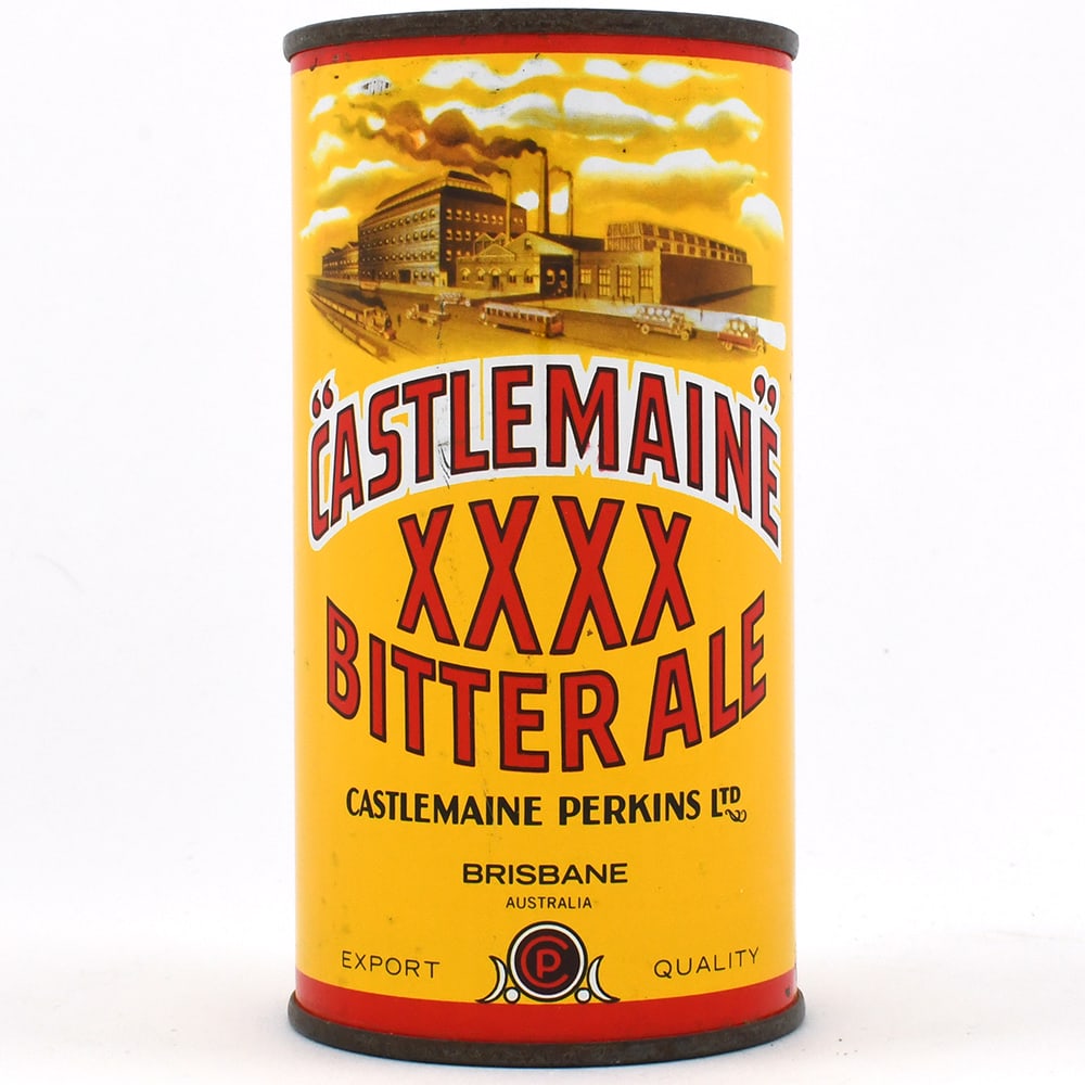Castlemaine XXXX Bitter Ale Australian Flat Top: Brewer/Business Name: Castlemaine Perkins, LTD. Brisbane, Australia, Non-U.S. (see comments/description) Manufacturer/Plant: Unknown Date of manufacture: circa 1960s Canning Code: n/a USBC