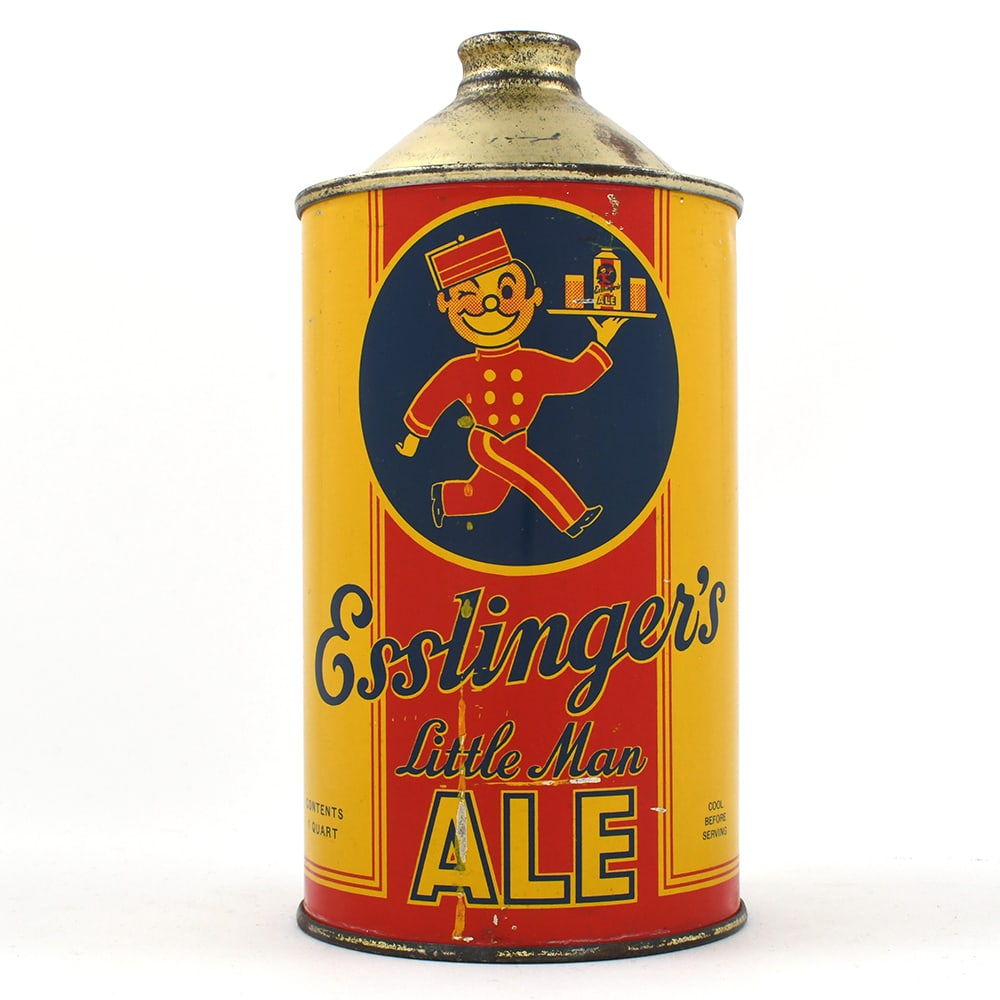 Esslingers Little Man Ale Quart Cone Top 208-8 OUTSTANDING: Brewer/Business Name: Esslingers Inc., Philadelphia, Pennsylvania Manufacturer/Plant: CrownDate of manufacture: