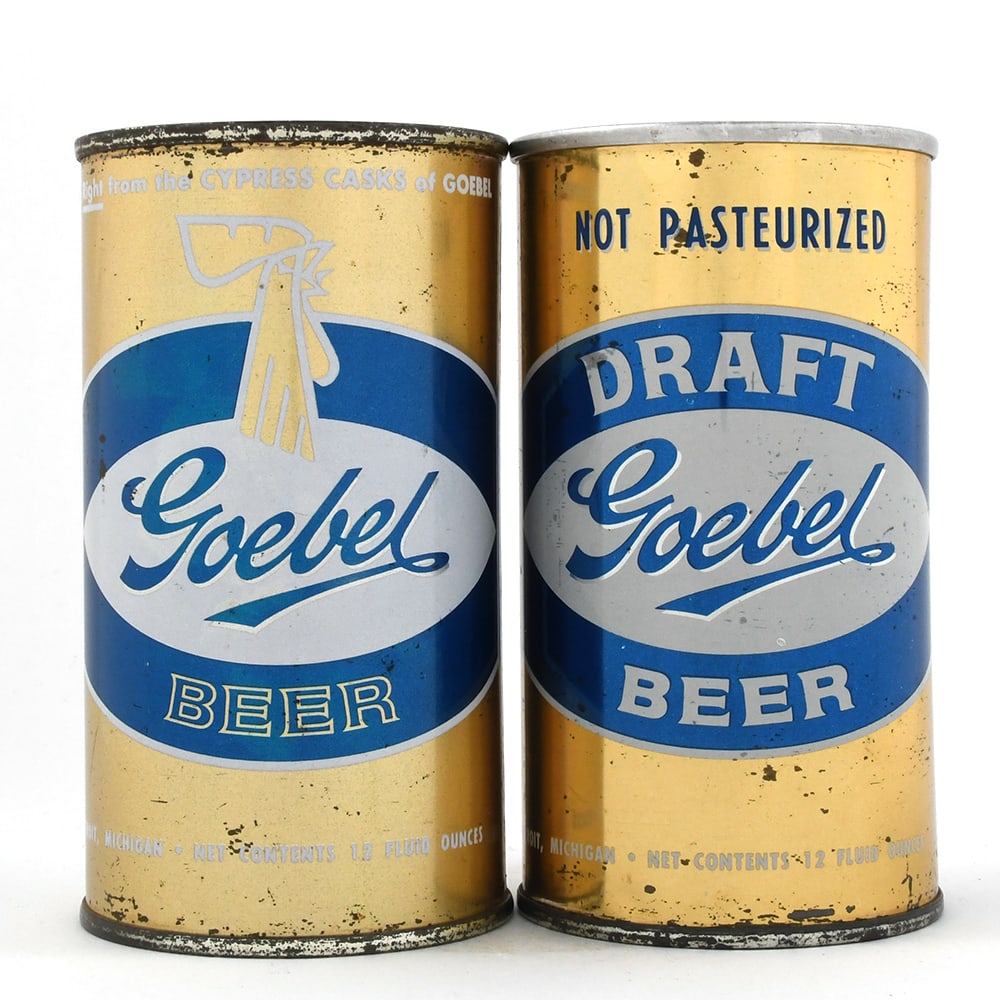 Goebel Beer Flat Top and Fan Tab Lot of 2 VANITY LID: Brewer/Business Name: Goebel Brewing Co., Detroit, Michigan Manufacturer/Plant: American Can Co.Date of manufacture: