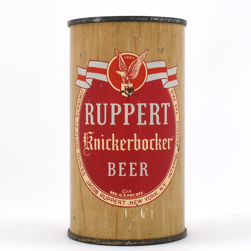 Ruppert Knickerbocker Beer Flat Top PA TAX LID 126-5: Brewer/Business Name: Jacob Ruppert, New York, New York Manufacturer/Plant: American Can Co.Date of manufacture: