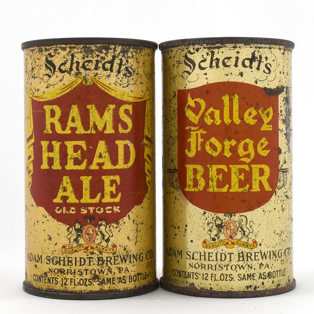 Scheidts Ale and Beer Instructional Flat Tops Lot of 2 PA TAX LID: Brewer/Business Name: Adam Scheidt Brewing Co., Norristown, Pennsylvania Manufacturer/Plant: American Can Co.Date of manufacture:
