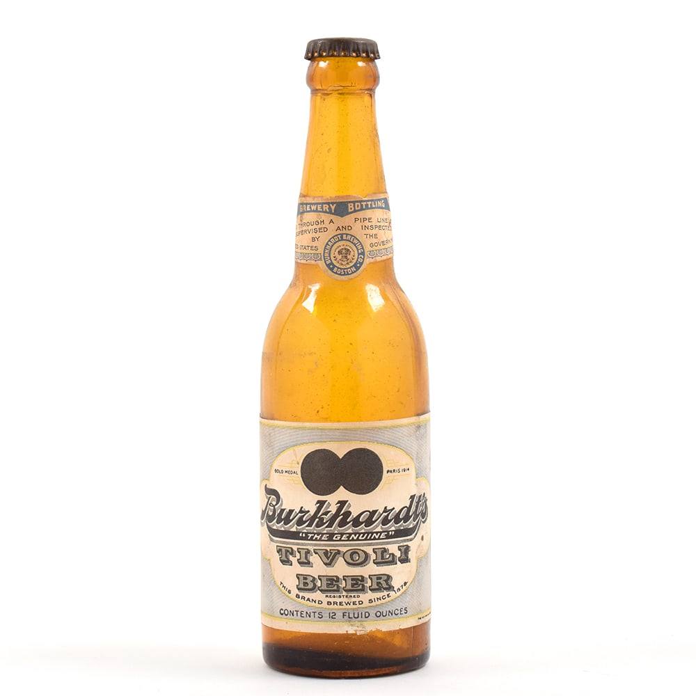 Burkhardts Tivoli Beer Pre-Prohibition Bottle INCREDIBLE: Brewer/Business Name: Burkhardt Brewing Co., Boston, Massachusetts Manufacturer/Plant: Unknown Date of manufacture: Pre-Prohibition Contents/Type: N/A Dimensions: 9-1/2 h. Comments/description: