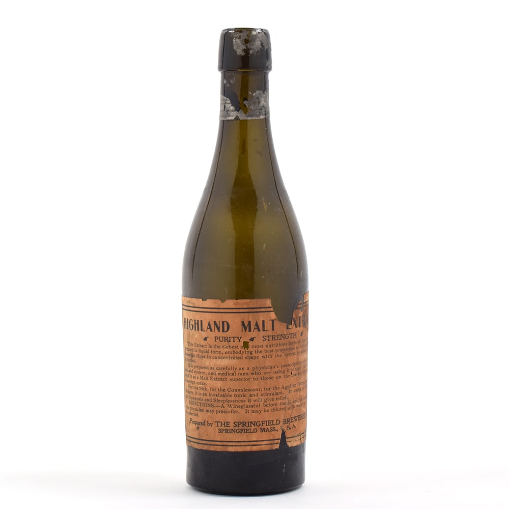 Highland Malt Extract Pre-Prohibition Blob Top Bottle SPRINGFIELD MA VERY RARE: Brewer/Business Name: Springfield Breweries Co., Springfield, Massachusetts Manufacturer/Plant: UnknownDate of manufacture: