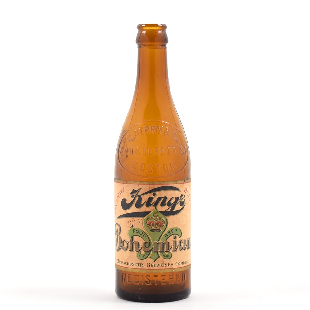 Kings Bohemian Beer Pre-Prohibition Embossed Bottle SCARCE EXCELLENT: Brewer/Business Name: Massachusetts Breweries Co., Boston, Massachusetts Manufacturer/Plant: UnknownDate of manufacture: