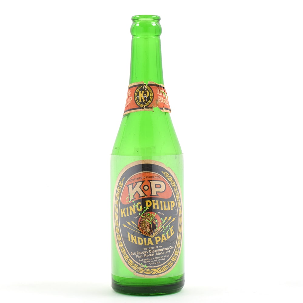 KP King Philip India Pale Ale Prohibition Era Bottle WAMPANOAG Indigenous American OUTSTANDING (1 of 6)