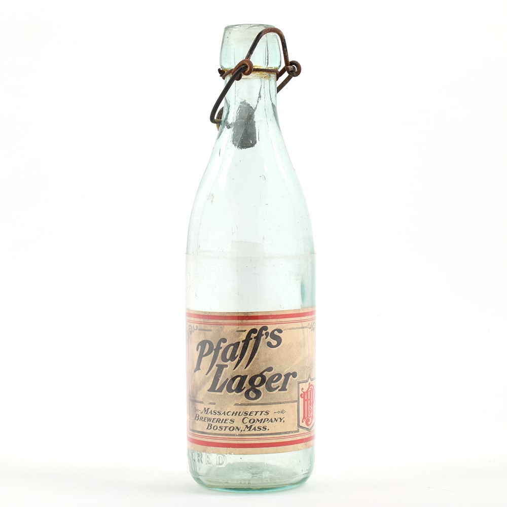 Pfaffs Lager Pre-Prohibition Blob Top Bottle EXCELLENT: Brewer/Business Name: Massachusetts Breweries Co., Boston, Massachusetts Manufacturer/Plant: Unknown Date of manufacture: