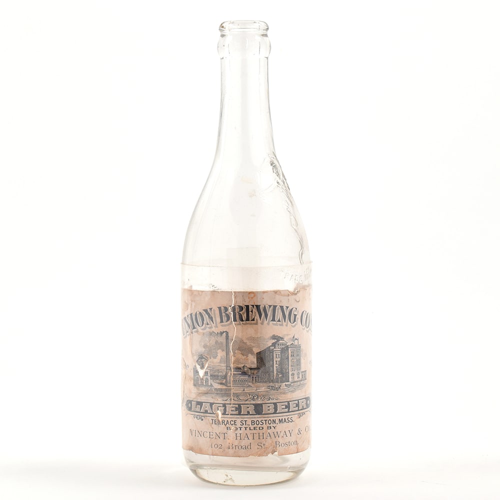 Union Brewing Lager Pre-Prohibition FACTORY SCENE Bottle RARE TINY BOSTON BREWERY (1 of 6)