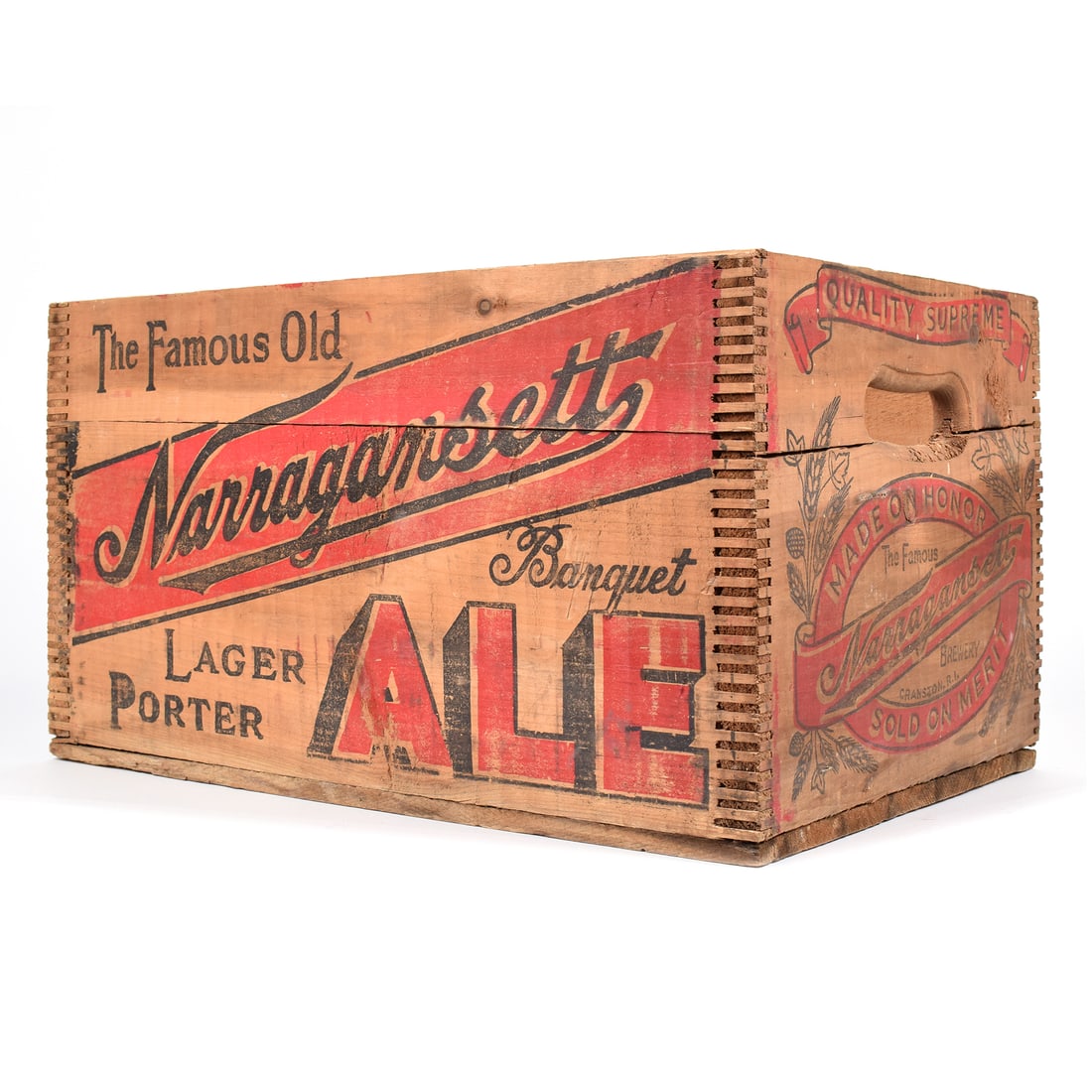 Narragansett Lager-Porter-Banquet Ale 1930s Wood Crate: Brewer/Business Name: Narragansett Brewing Co., Cranston, Rhode Island Manufacturer/Plant: UnknownDate of manufacture: