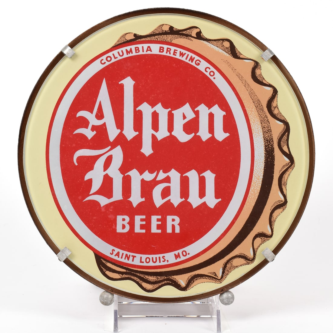 Alpen Brau Beer 1930s Price Bros Reverse-Painted Glass Illuminated Sign (1 of 4)
