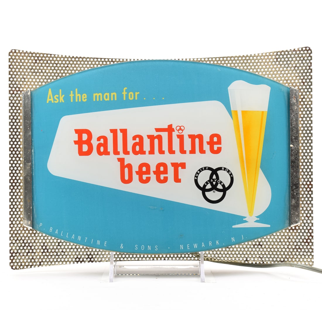 Ballantine Beer 1950s Curved Front ROG Sign OUTSTANDING (1 of 3)