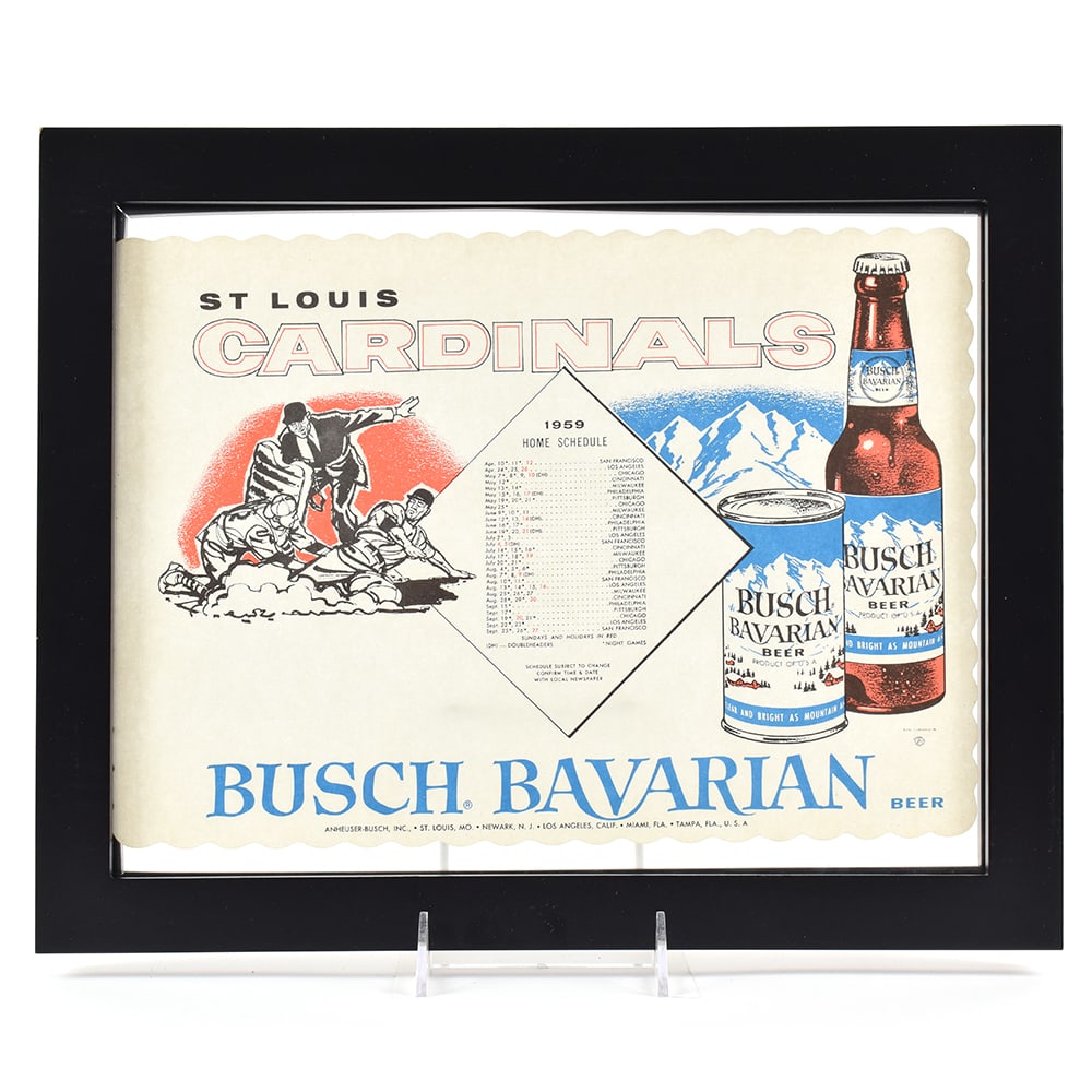 Busch Beer 1959 Paper Placemat St Louis Cardinal Baseball Schedule MINTY (1 of 2)