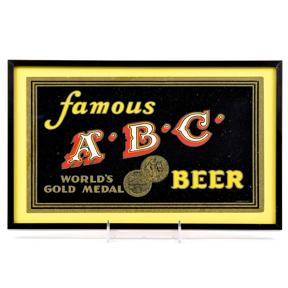 ABC Beer 1930s Framed Sign SCARCE: Brewer/Business Name: Aztec Brewing Co., San Diego, California Manufacturer/Plant: See comments/descriptionDate of manufacture: