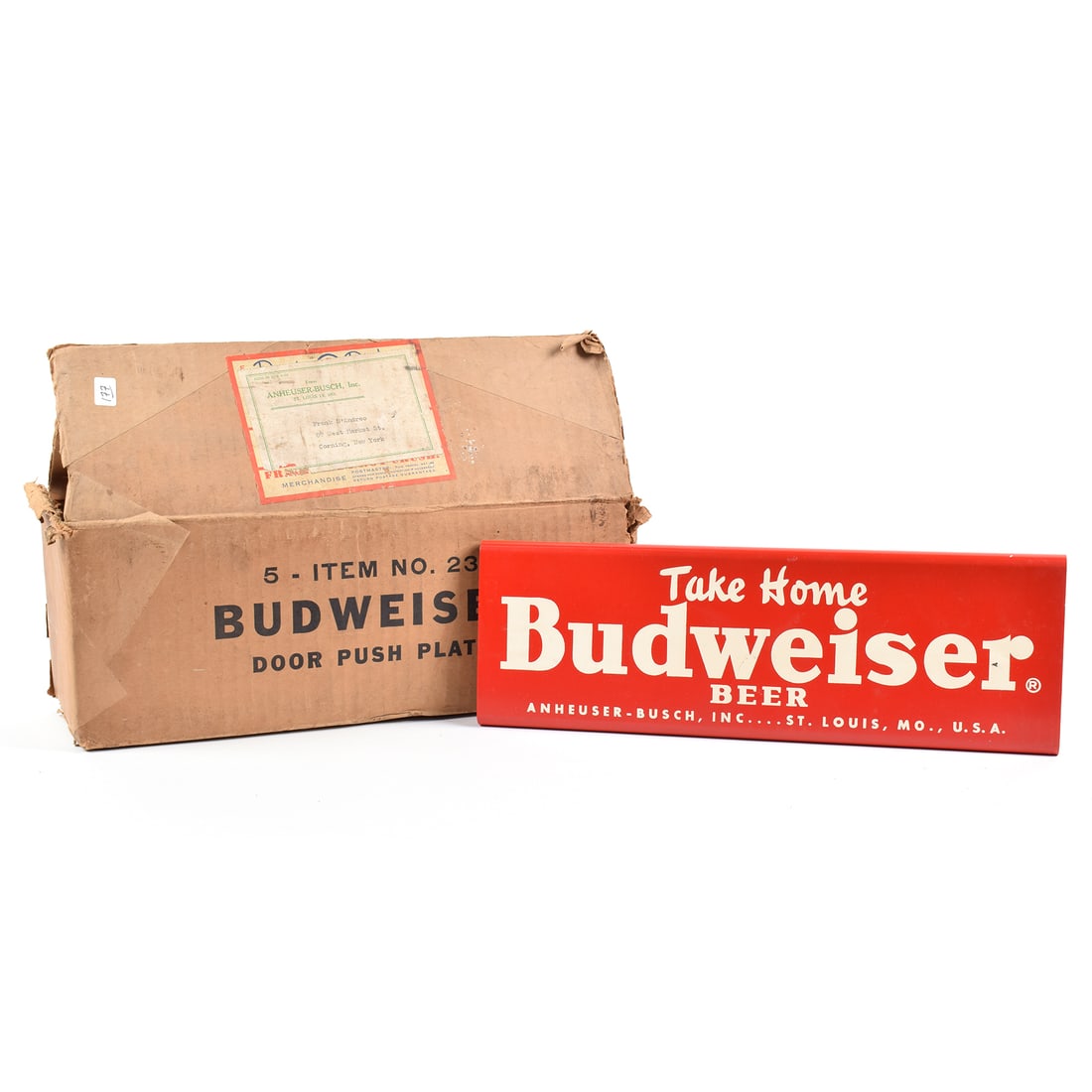 Budweiser Beer 1950s Steel Door Push Plate Carton of 3 NOS (1 of 9)