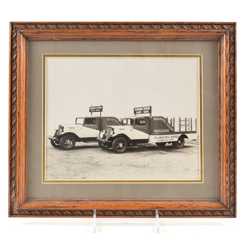 Diamond Spring Brewery 1930s Delivery Trucks Photographic Print RARE: Brewer/Business Name: Diamond Spring Brewery, Lawrence, Massachusetts Manufacturer/Plant: See comments/descriptionDate of manufacture: