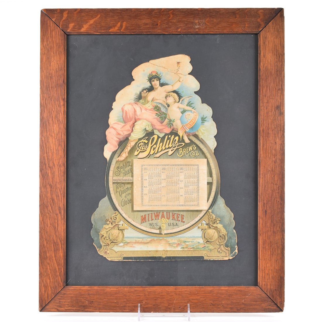 Schlitz Brewing Co 1893 Die Cut Cardboard Calendar RARE EARLY (1 of 2)