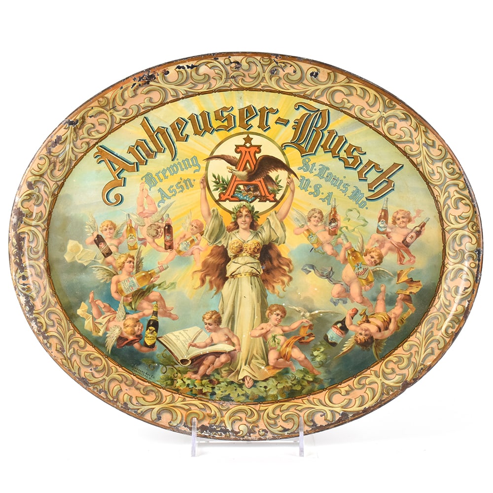 Anheuser-Busch Pre-Prohibition Tray BOOZY CHERUBS (1 of 2)