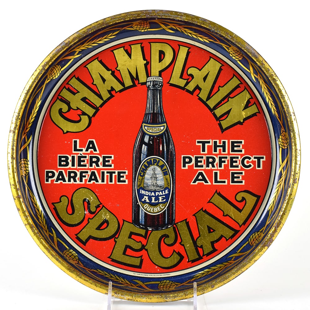 Champlain Special Pre-Prohibition Era Canadian Serving Tray: Brewer/Business Name: Champlain Brewery Ltd., Montreal, Quebec, Canada Manufacturer/Plant: See comments/descriptionDate of manufacture: